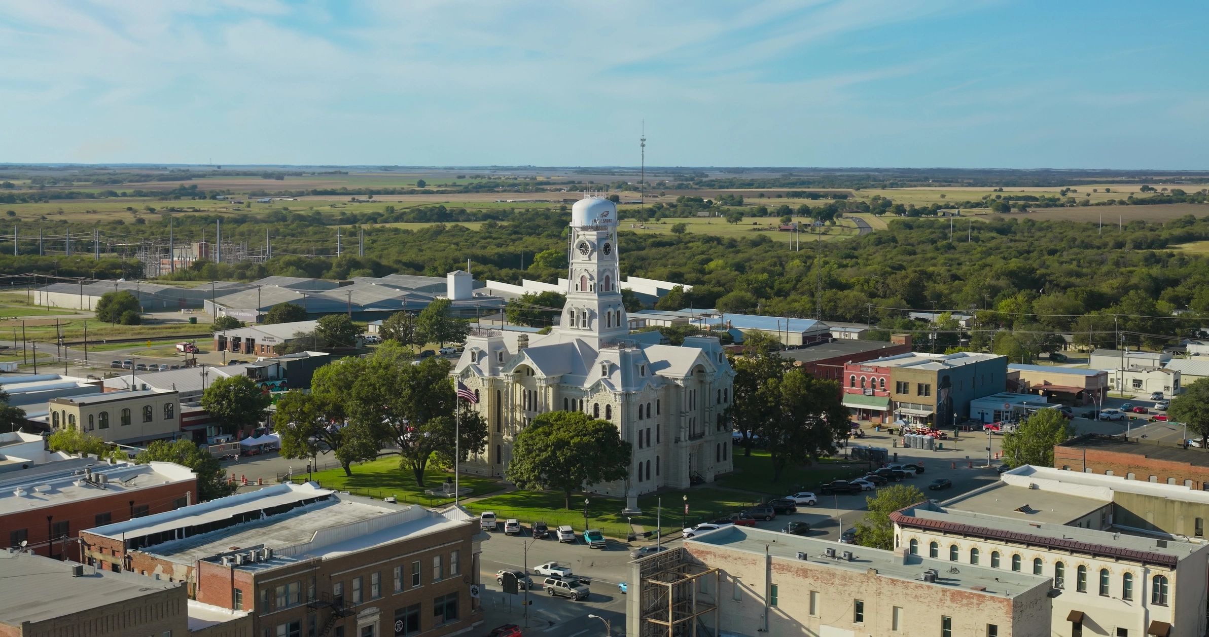 Aerial view of a Texas neighborhood